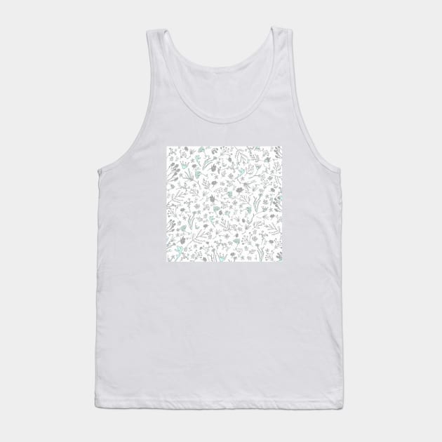 Botanical-Pattern, set, grey, 2, pale-blue, botanic, nature, botanical, floral, flowers, floral-pattern, leaves, plants, minimalist, garden, jungle, leaf, exotic, tropical, flower, boho, cacti, succulent, digital, graphic-design, pattern, Tank Top by PrintedDreams